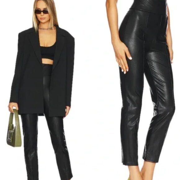 Amanda Uprichard Romana High Waist Faux Leather Pants Small Women Black revolve - Picture 1 of 8